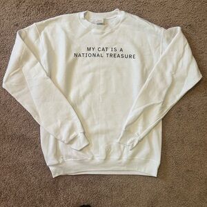 CatLady White Crewneck Sweatshirt Small NEW, NEVER WORN